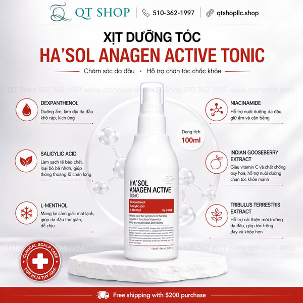 Xịt Dưỡng Hỗ Trợ Mọc Tóc Ha'sol Anagen Active Tonic 100ml