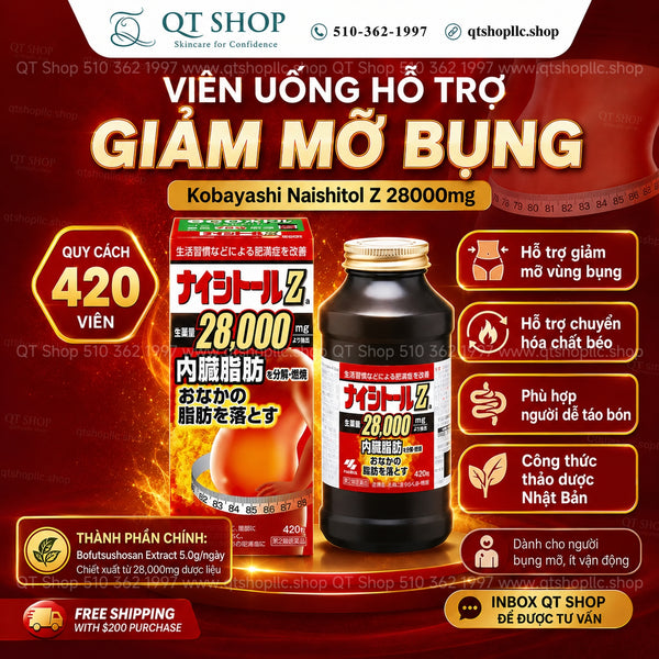 Viên Uống Giảm Mỡ Bụng Kobayashi Naishitoru Z Nhật Bản - 420 viên
