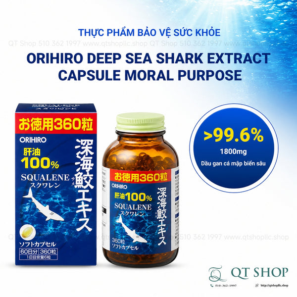 Viên uống dầu gan cá mập Orihiro Squalene Nhật Bản - Hộp 390 viên
