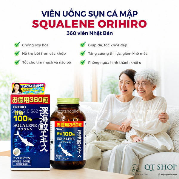 Viên uống dầu gan cá mập Orihiro Squalene Nhật Bản - Hộp 360 viên