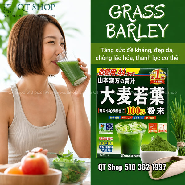 Bột Mầm Lúa Mạch Non Yamamoto Kanpo Nhật Bản - Hộp 44 gói