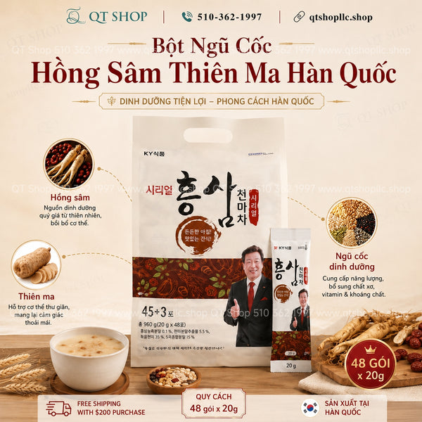 Ngũ Cốc Hồng Sâm Thiên Ma Hàn Quốc - Bịch 48 gói x 20g