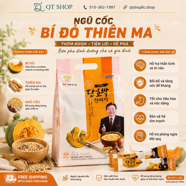 Ngũ Cốc Bí Đỏ Thiên Ma Hàn Quốc - Bịch 48 gói x 20g