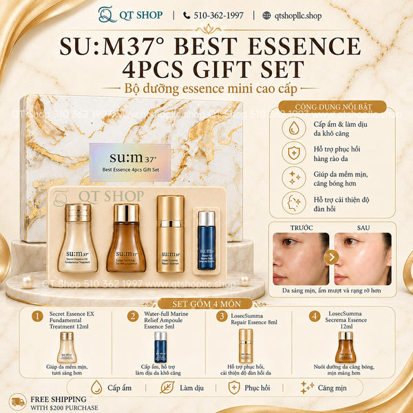 Set Mini 4 Tinh Chất Cao Cấp Su:m37° Best Essence 4pcs Gift Set