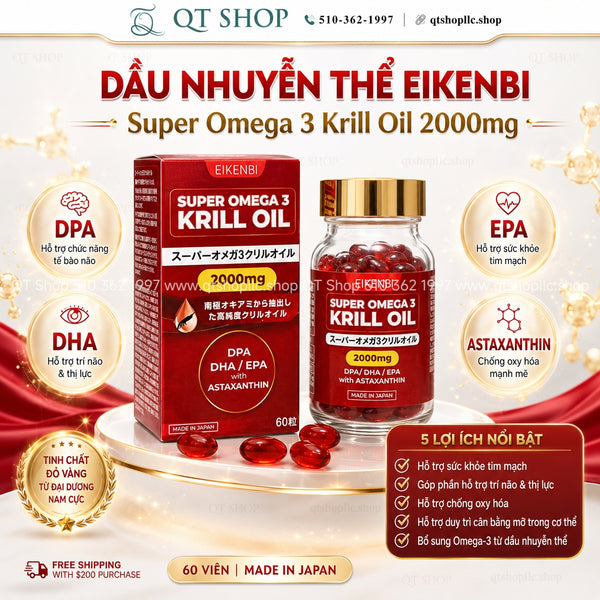 Dầu Nhuyễn Thể Eikenbi Super Omega 3 Krill Oil 2000mg - Hộp 60 viên