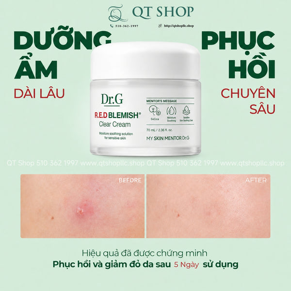 Kem Dưỡng Ẩm Phục Hồi cho da mụn Dr.G R.E.D Blemish - 70ml