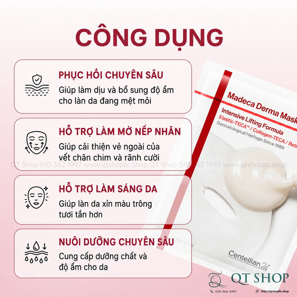 Mặt Nạ Centellian24 Madeca Derma Mask Intensive Lifting Formula - Hộp 10 miếng