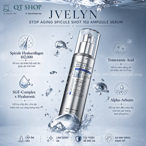 Tinh Chất Vi Kim Jvelyn Stop Aging Spicule Shot 102 Ampoule Serum - 50ml
