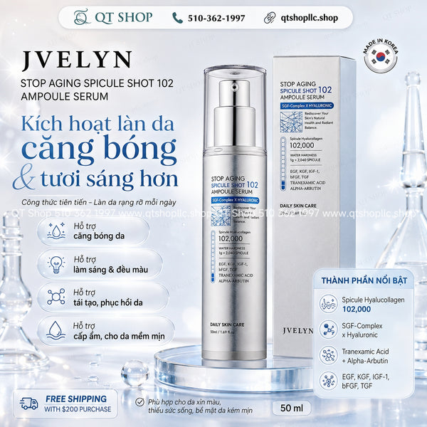 Tinh Chất Vi Kim Jvelyn Stop Aging Spicule Shot 102 Ampoule Serum - 50ml