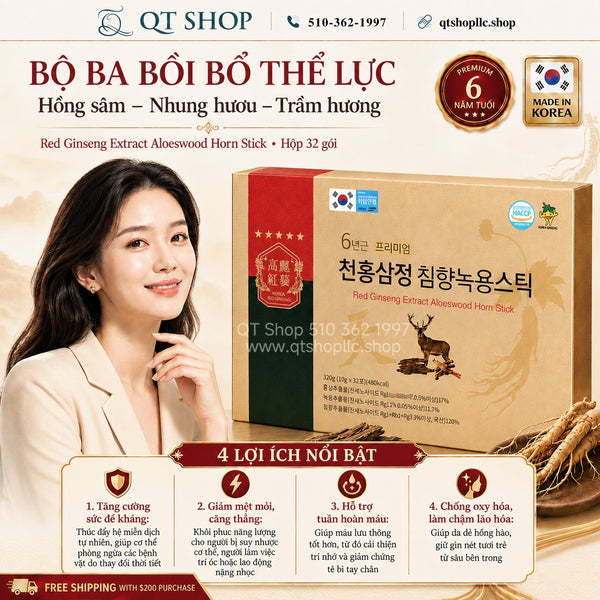 Nước Hồng Sâm Nhung Hươu Cheon Hong Sam Jeong Premium - Hộp 32 tép