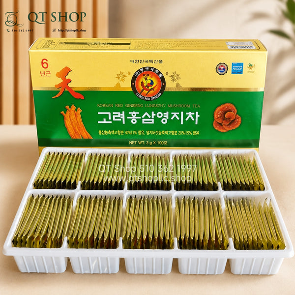 Trà Hồng Sâm Nấm Linh Chi Hàn Quốc - Hộp 100 gói