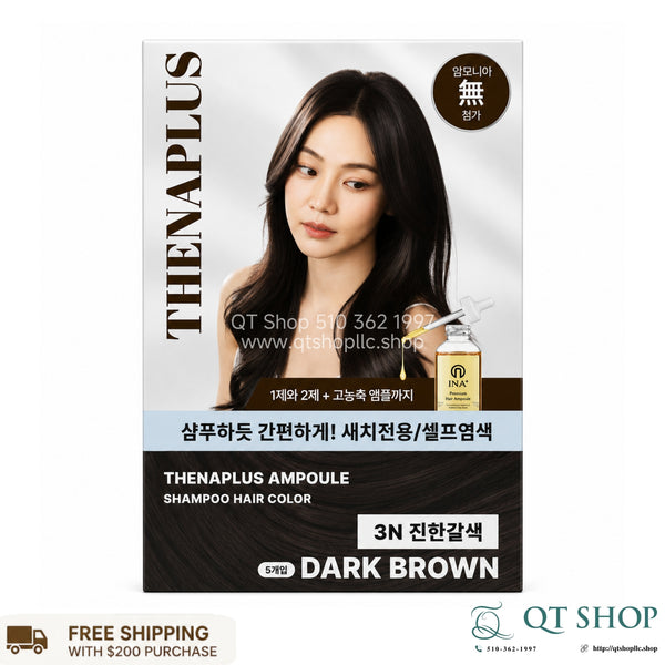 Gội nhuộm phủ bạc Hàn Quốc - Màu Dark Brown - 5 gói - THENAPLUS Ampoule Shampoo Hair Color