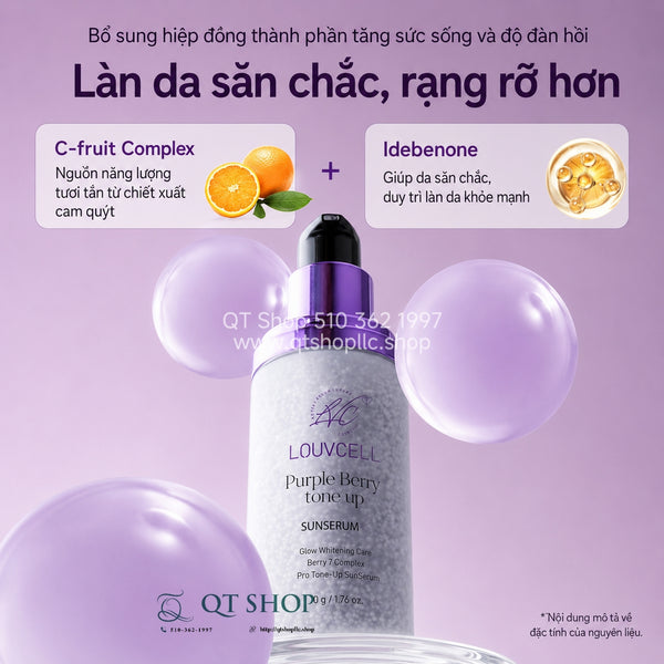 Tinh Chất Chống Nắng Louvcell Purple Berry Tone Up Sunserum SPF 50+ PA++++ - 50g