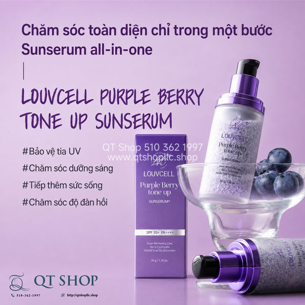 Tinh Chất Chống Nắng Louvcell Purple Berry Tone Up Sunserum SPF 50+ PA++++ - 50g