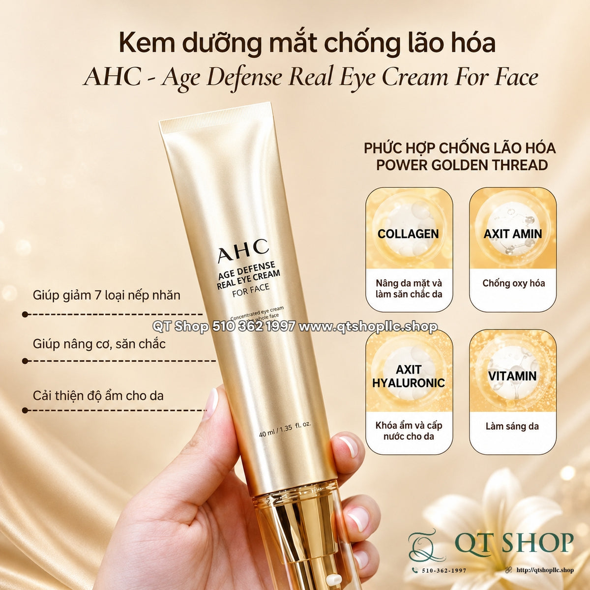 Kem Dưỡng Mắt AHC Age Defense Real Eye Cream For Face Hàn Quốc - 40ml