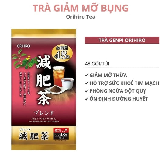 RÁCH BỊCH - ORIHIRO - Trà Giảm Mỡ Genpi- 48 gói - Japan - 2028.10