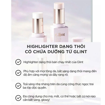 Glint Stick Highlighter 02 Milky Moon - Phấn nhũ bắt sáng dạng thỏi - EXP 202705
