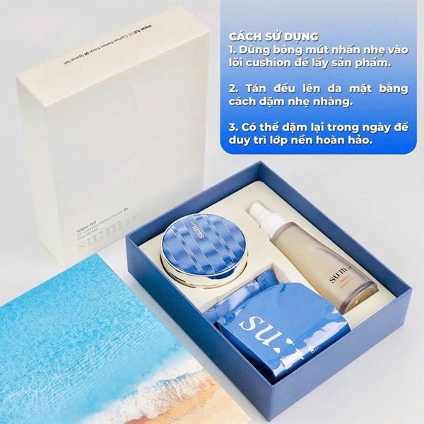 SUM37 - Phấn Cushion Sum Xanh - Tông #23 NATURE- 1 Hộp tặng Nước Thần - EXP 202806
