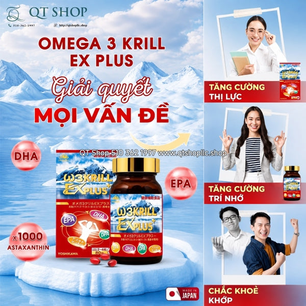 YOSHIKAWA - Viên Uống Nhuyễn Thể Omega 3 Krill Oil EX PLUS - 80 viên - EXP 2028.05