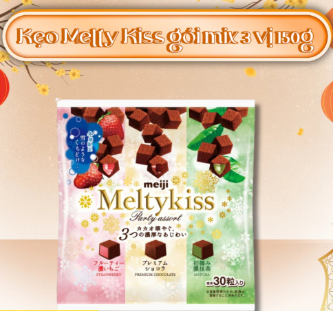 Socola tươi Meiji Meltykiss JP - mix 3 vị - 30 viên - EXP 202610