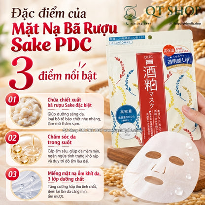 Mặt Nạ Bã Rượu Sake PDC Wafood Made - Japan - 10 miếng