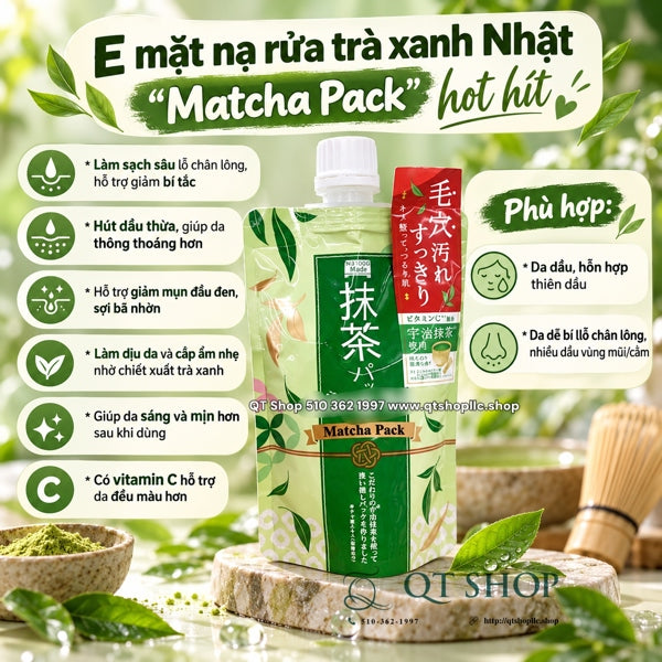 Mặt Nạ Trà Xanh PDC Wafood Made Uji Matcha Pack Japan - 170g