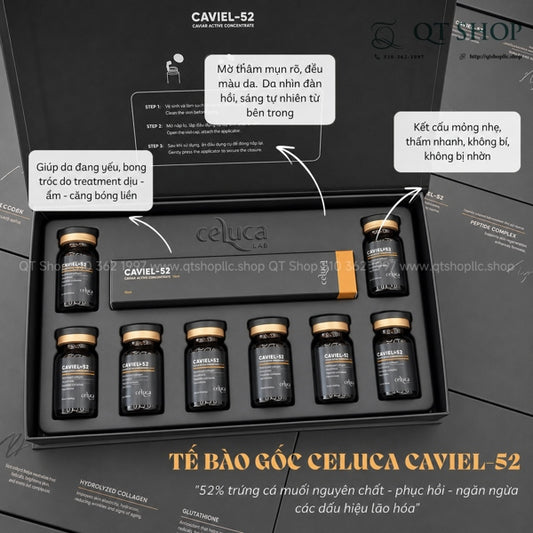 CELUCA CAVIEL-5 CAVIAR STEM CELL AMPOULE - Tế bào Gốc Trứng Cá Tầm - 8 ống - EXP 202812