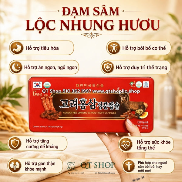 Viên Đạm Sâm Lộc Nhung Hươu - 120 viên - EXP 202804