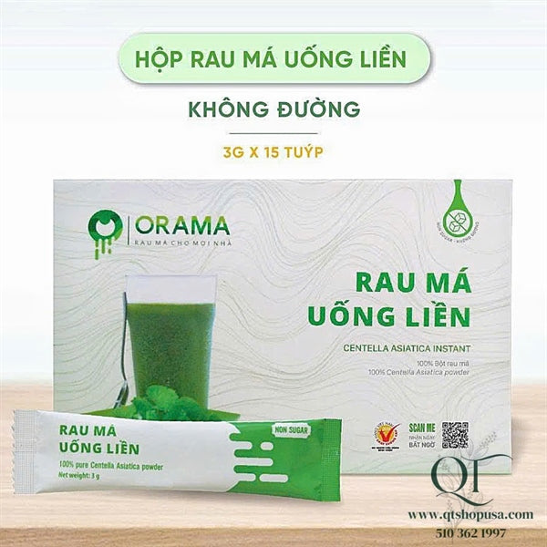 RÁCH HỘP - Bột Rau Má Không Đường VN - 15 gói x 3gr - EXP 202703
