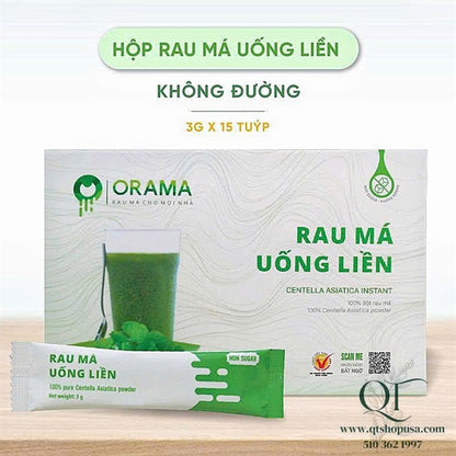 RÁCH HỘP - Bột Rau Má Không Đường VN - 15 gói x 3gr - EXP 202703