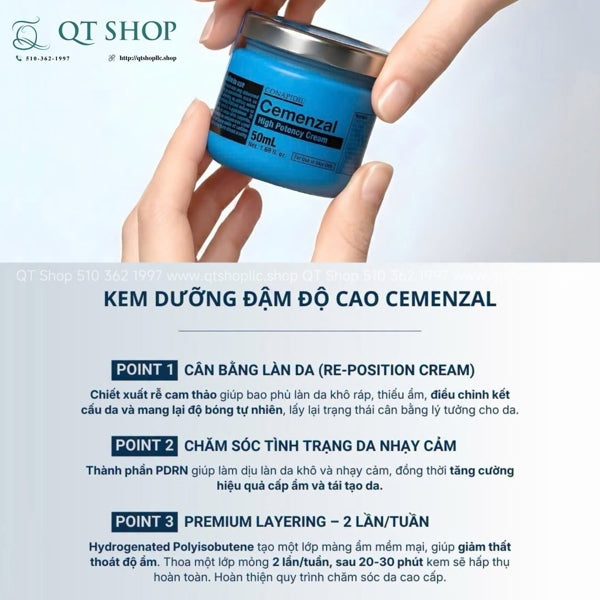 Pharmesthetics - CONAPIDIL Cemenzal High Potency Cream - Kem Tái Định Vị (Ban Đêm) 50g - EXP 202812