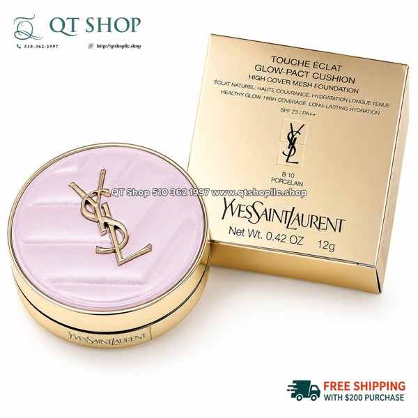 YSL - Touche Éclat Glow-Pact Cushion - #B10 Tông Sáng - 12g ( Vỏ Da Hồng)