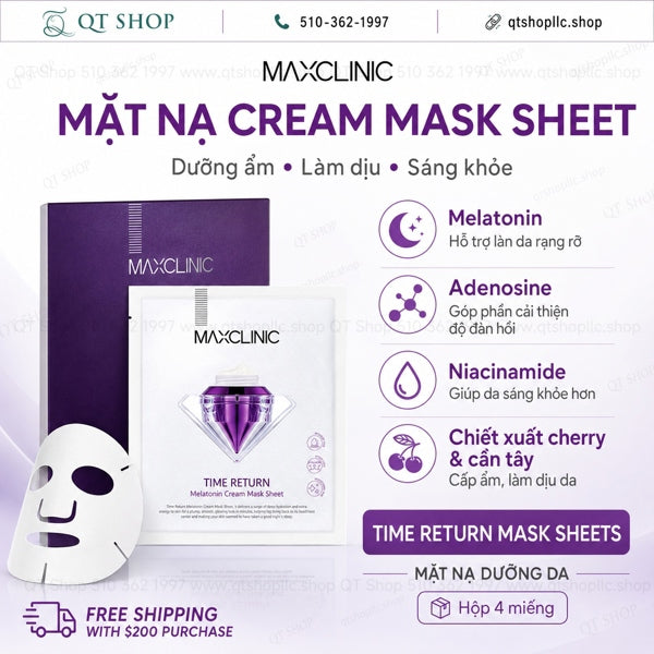 MAXCLINIC - Mặt Nạ Trắng Da Melatonin Cream Mask 4ea - EXP 202802
