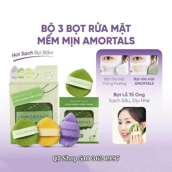 LIMIT 5 - Set 3 miếng bọt Rửa Mặt AMORTALS