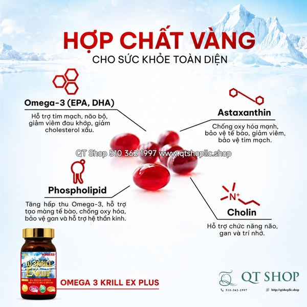YOSHIKAWA - Viên Uống Nhuyễn Thể Omega 3 Krill Oil EX PLUS - 80 viên - EXP 2028.05