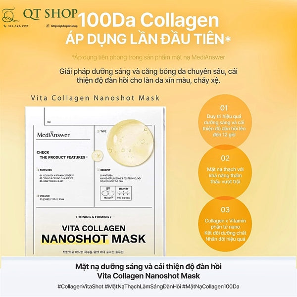 MEDIANSWER - Mặt Nạ Thạch Vita Collagen Nanoshot - VÀNG - 5 ea