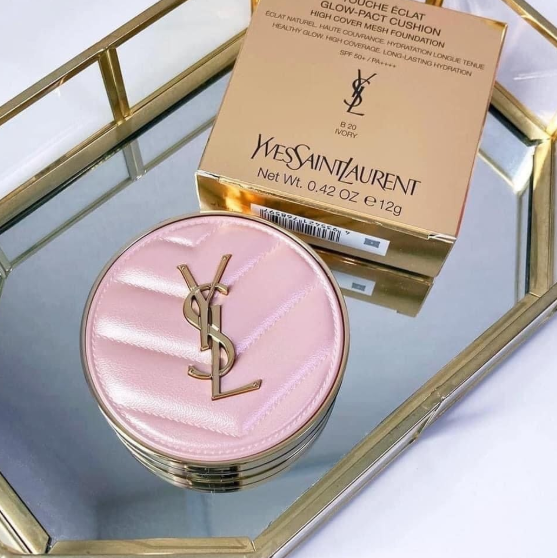 YSL - Touche Éclat Glow-Pact Cushion - #B20 Tông Tự Nhiên - 12g ( Vỏ Da Hồng)