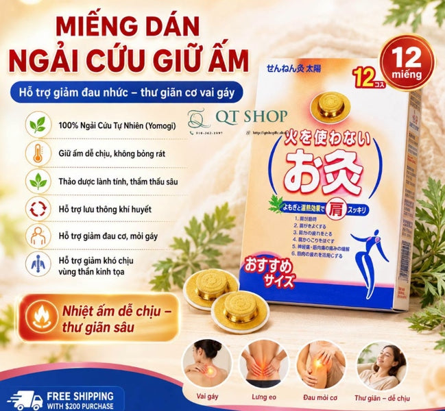 Miếng Dán Ngải Cứu Đông Y Sennenq Taiyo – Chuẩn Y Tế Nhật Bản - 12 miếng