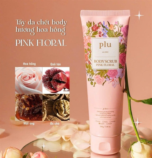 PLU - TDC Tẩy Tế Bào Chết Body Scrub Pink Floral - HỒNG - 200ml - EXP 202706
