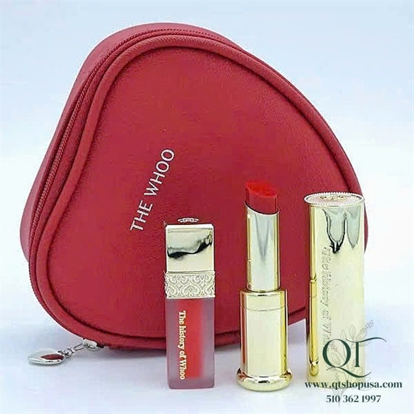 THE WHOO - Son Dưỡng Môi Whoo Màu Red + gift bóp trái tim đỏ - EXP: 2028.01