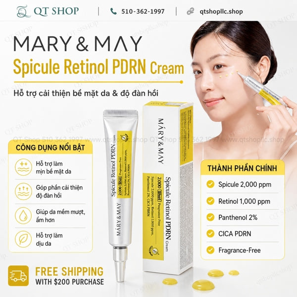 MARY&MAY - Spicule Retinol PDRN Cream 15g - VÀNG