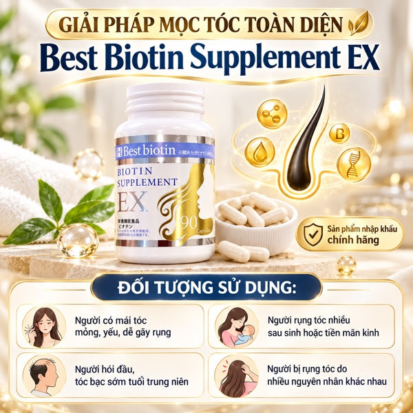 Viên Uống Mọc Tóc Best Biotin Supplement EX Japan - 90 viên - EXP 202906