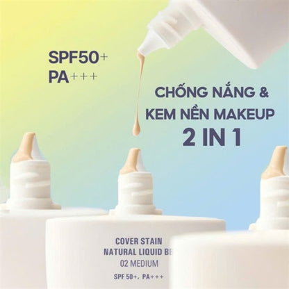 VDL Cover Stain Natural Liquid BB SPF50+ PA+++ 50ml - Tông số 1 - EXP 202703