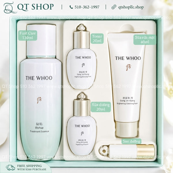 THE WHOO BICHUP - Set Tinh Chất Khởi Nguồn First Care Bichop 130ml - Màu Xanh - EXP 202905 (MỚI)