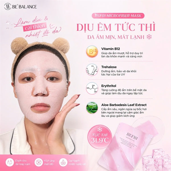 BEBALANCE - REFRI MICRO FIBER MASK - MÀU HỒNG - 10ea