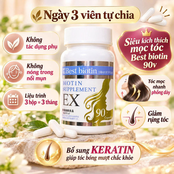 Viên Uống Mọc Tóc Best Biotin Supplement EX Japan - 90 viên - EXP 202906