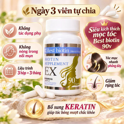 Viên Uống Mọc Tóc Best Biotin Supplement EX Japan - 90 viên - EXP 202906