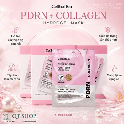 Celltial Bio - Mặt Nạ Thạch PDRN + Collagen Hydrogel Mask - HỒNG - 5 ea - EXP 202905