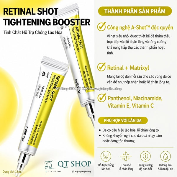 CELIMAX - Retinal Shot Tightening Booster 15ml - Tinh Chất dưỡng chống lão hóa - EXP 20280916