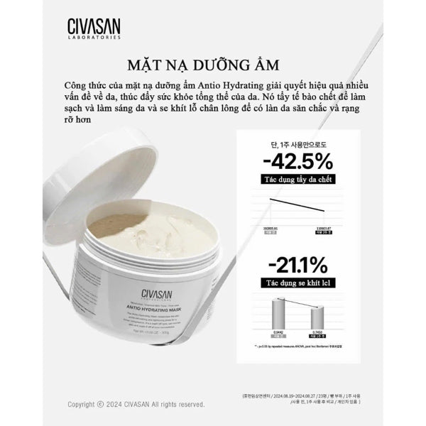 CIVASAN - Mặt Nạ Cấp Ẩm Antio Hydrating Mask - 300g